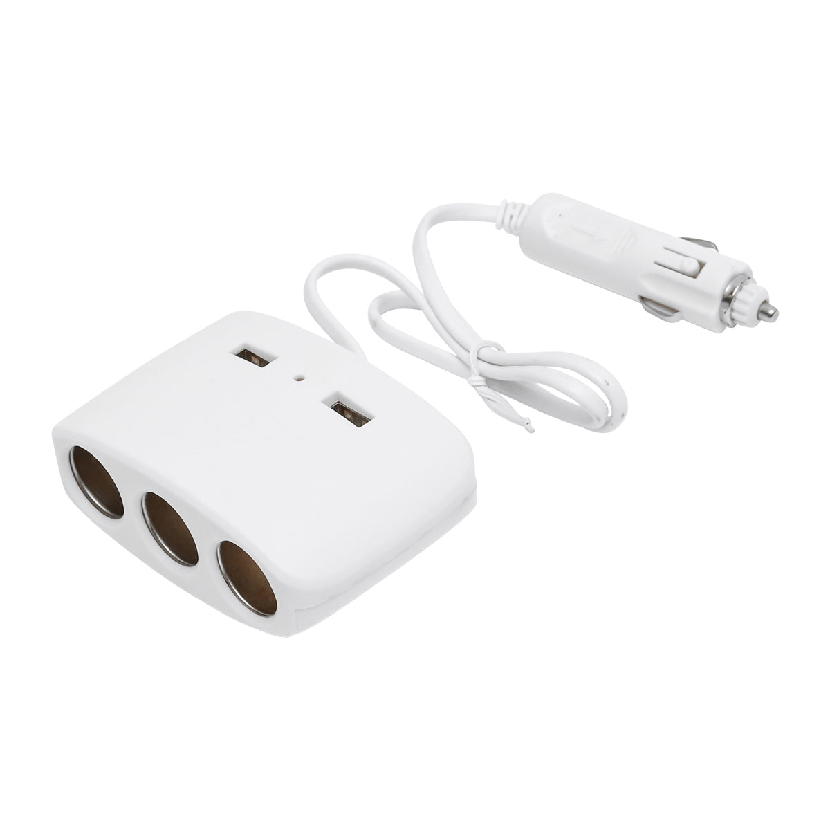 Car triple adapter 12/24V white and 2x USB port 5V/1000mA